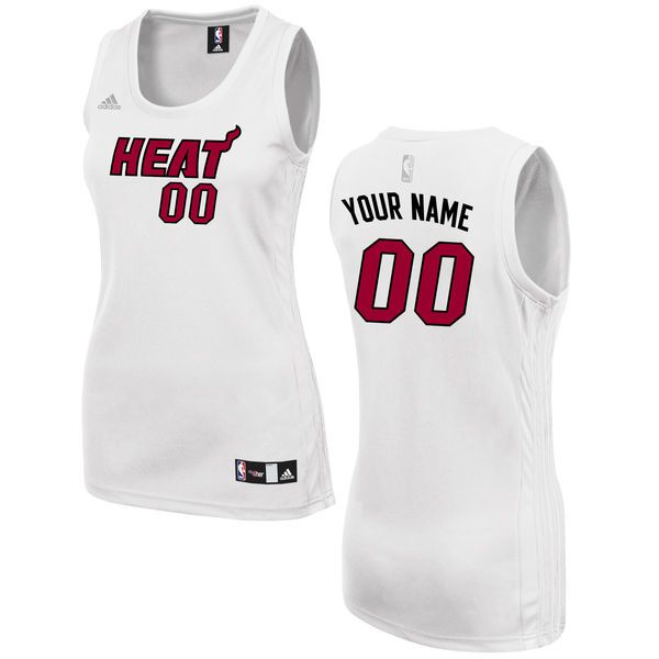 Women Miami Heat Adidas White Custom Fashion NBA Jersey->customized nba jersey->Custom Jersey